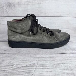 Born F69742 Charcoal Grey Suede Mid Top Zip Sneakers Womens Size 6M